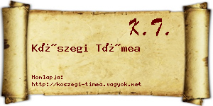 Kőszegi Tímea névjegykártya